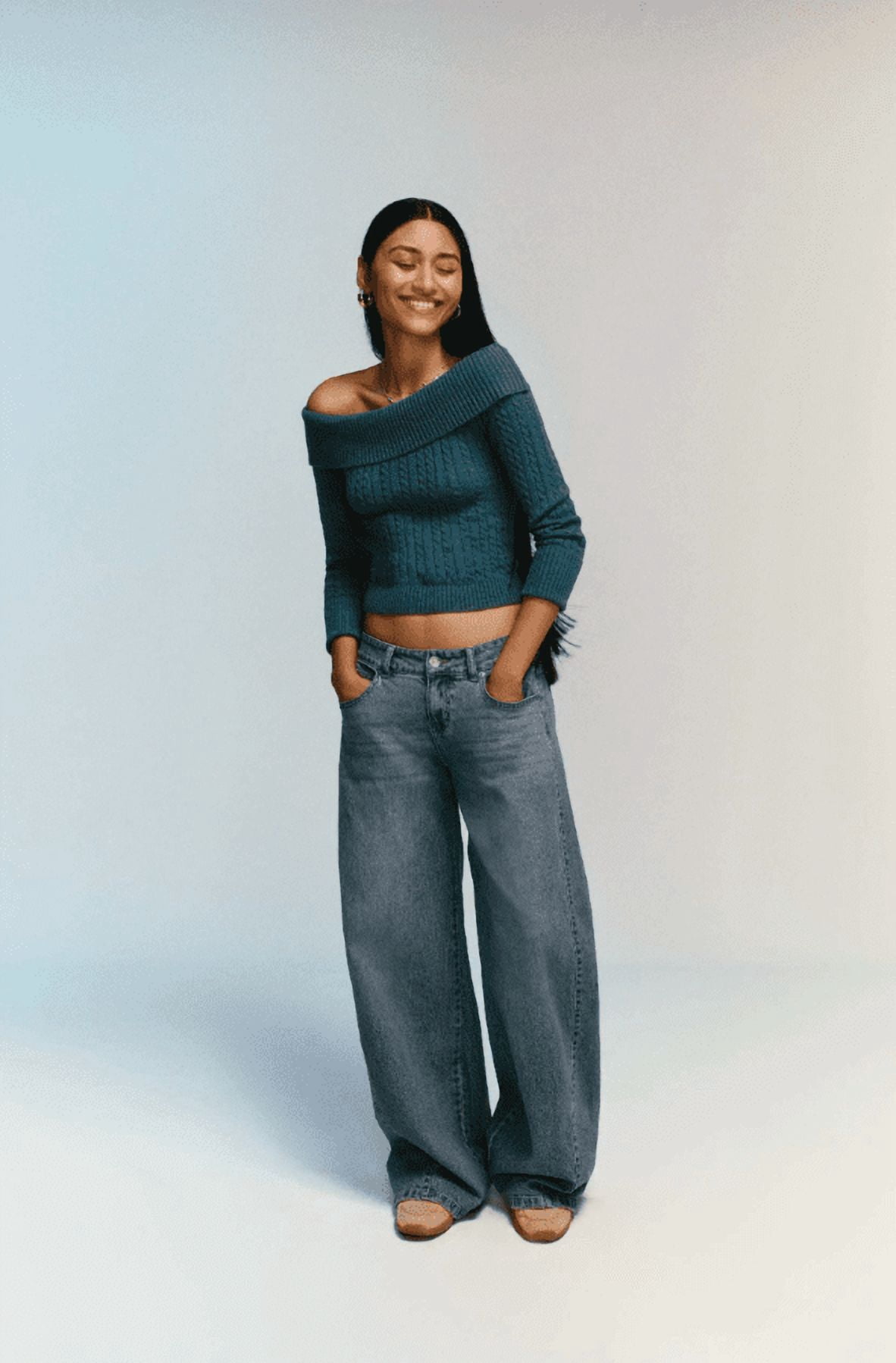 No Boundaries Cable Knit Off The Shoulder Sweater, Women's XXS-XXL