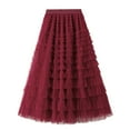 thumbnail image 1 of IROINNID tail Elastic Waist Skirt For Women Ruffled Mesh Skirt High Waist Prom Poached Skirt Half Skirt Solid Color Skirt, 1 of 7