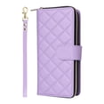 thumbnail image 3 of Quilted Wallet Phone Case with Strap & Stand for iPhone 16 Plus Zippered Card Holder Purple, 3 of 6