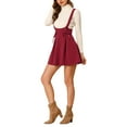 thumbnail image 4 of MODA NOVA Juniors High Waist Lace Up Tie Front A-Line Mini Suspender Skirt, 4 of 6
