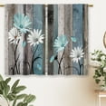 thumbnail image 2 of Teal Farmhouse Daisy Kitchen Curtains Wooden Flower Small Short Cafe Window Curtains Rustic Floral Butterfly Country Bathroom Drapes Treatment Tier Curtains 2 Panels (27.5x39 Inch), 2 of 6