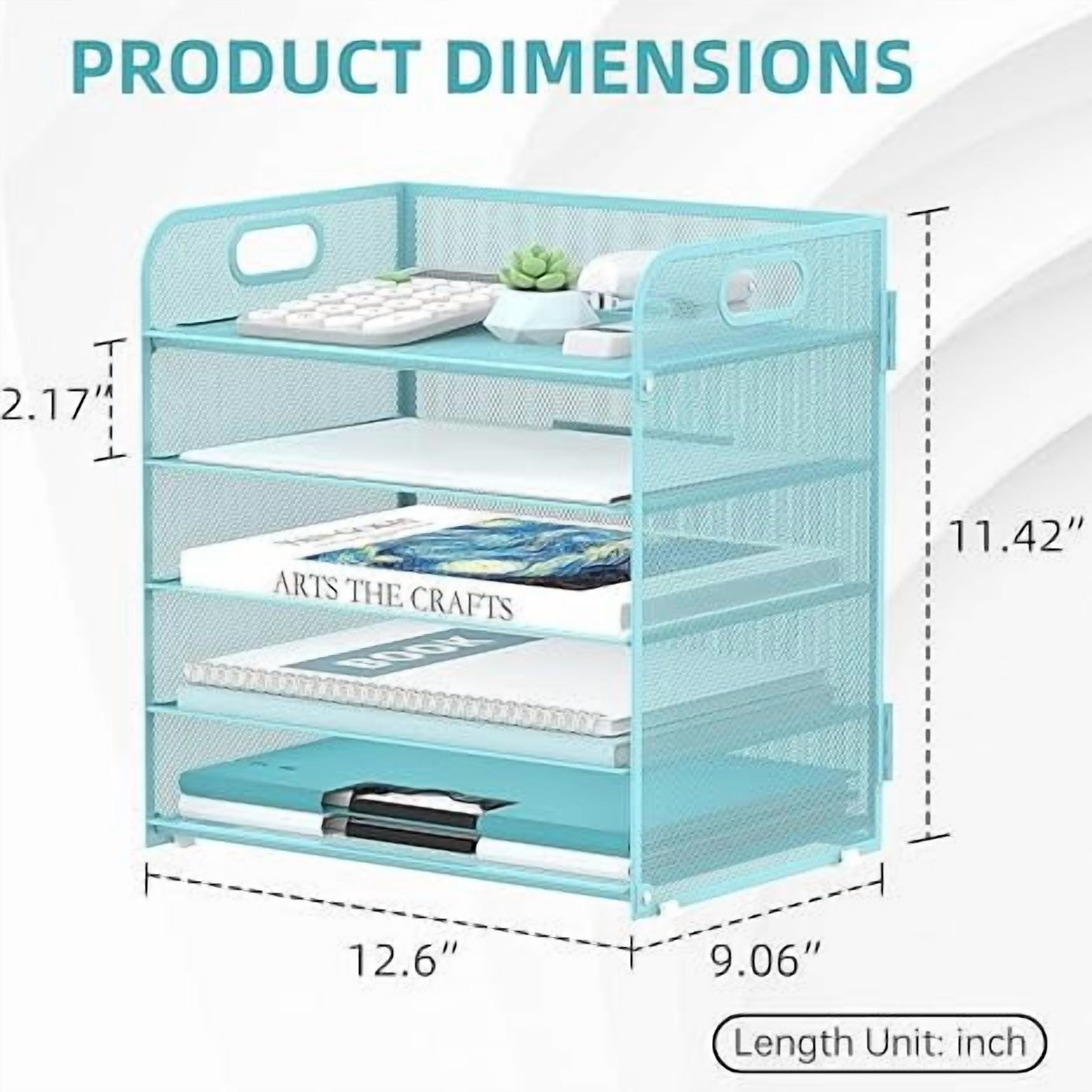 INTIGE 5-Compartment Desktop Organizer and Pencil Holder with Handle, Light Blue, 1 Piece
