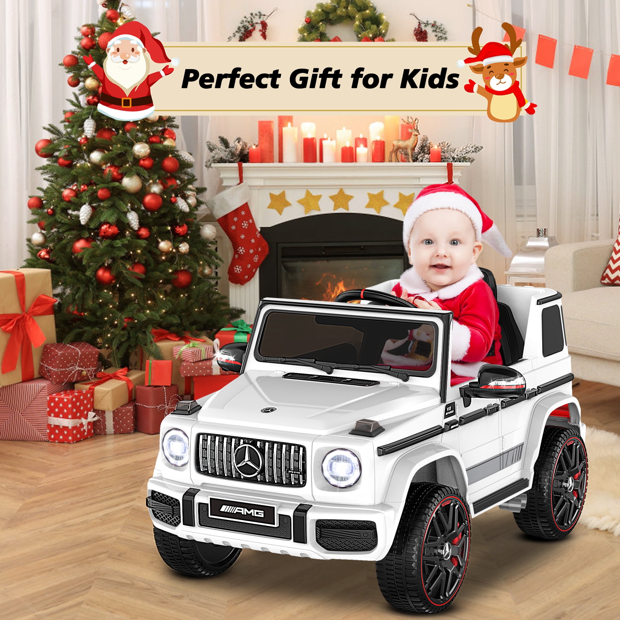 TOKTOO 12V Powered Ride on Toy Mercedes-Benz G63 Licensed for Kids, Electric Toddler Ride on Car w/Parent Remote Control, MP3, LED Headlight, Gift for Boys Girls Aged 2-4 Years, White