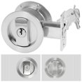 thumbnail image 2 of Bed/Bath Pocket Door Lock and Pull  Privacy Door Lock with Key Recessed 2 Sided Invisible Sliding Door Locks Hardware for 1 3/8 Inch to 1 15/16 Inch Thickness Door, 2 of 9