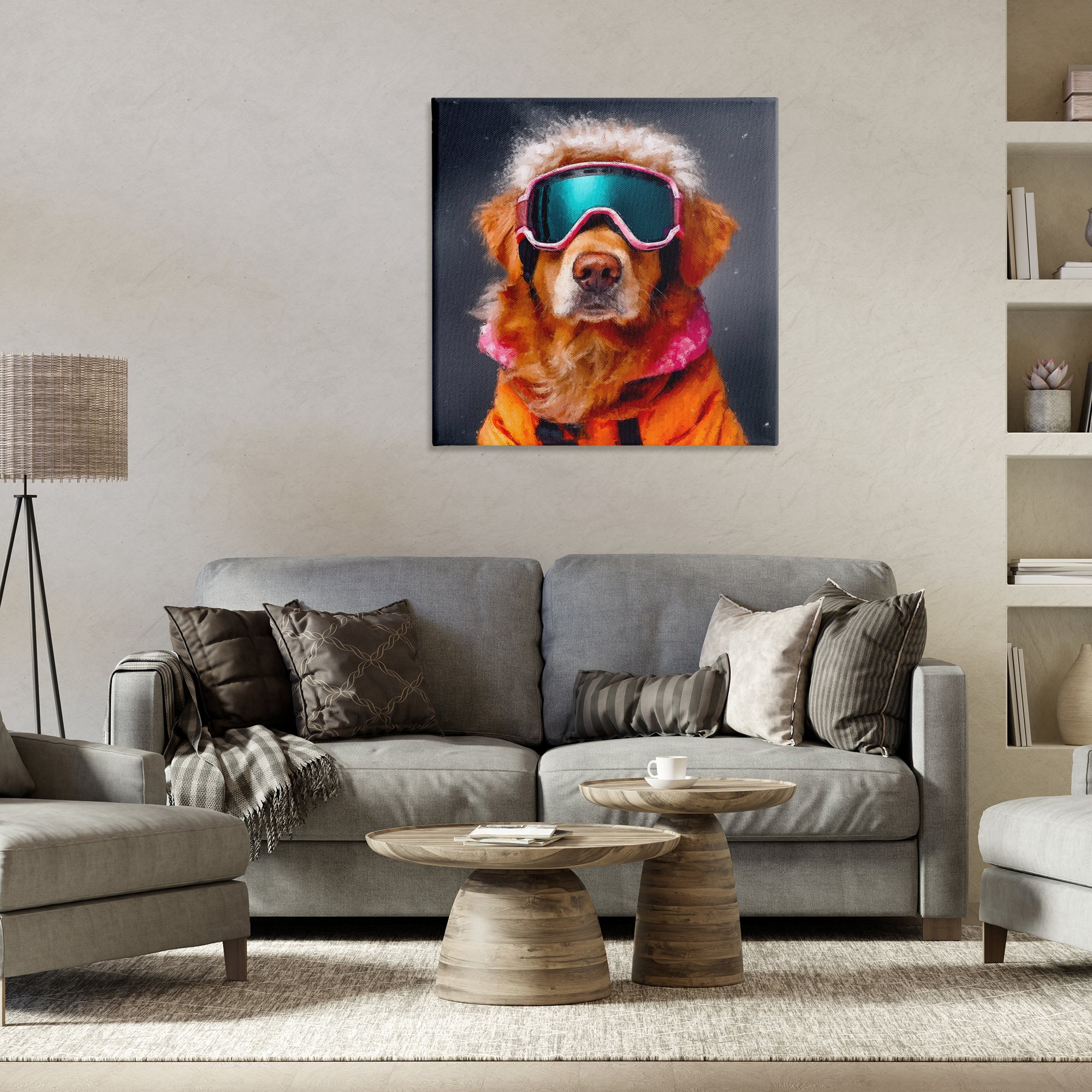 Ski Dog with Goggles Canvas Wall Art, design by Sean Parnell