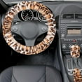 thumbnail image 3 of chalian-Fluffy Car Steering Wheel Cover, Universal Fuzzy Wheel Cover14 1/2-15 & Handbrake Cover & Gear Shift Cover Set,Anti-Slip Leopard Warm Fur Vehicle Wheel Protector Car Accessories for Men Women, 3 of 14