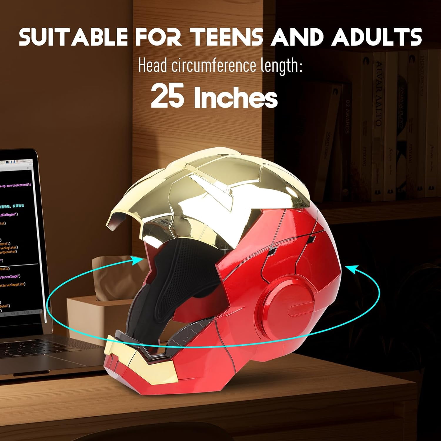 Iron Hero MK 5 1:1 Wearable Helmet - Voice, Touch, and Remote Control with LED Eyes, Realistic Sound Effects, Perfect for Cosplay, Display, and Collectible Figures for Man and Teen,Gold