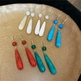 thumbnail image 4 of Boho Long Tear Drop Dangle Hook Earrings for Women Colorful Texture Stone Round Teardrop Dangling Statement Earring Fashion Geometric Lightweight Wedding Jewelry, 4 of 6