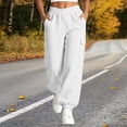 thumbnail image 2 of ZHYou No Boundarie Fleece Sweatpants for Women Casual Soft Stretch High Waist Cuffed Leg Loose Fall Winter Pants with Pockets,White,Size 2XL, 2 of 7
