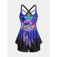 thumbnail image 1 of Tankini de Cintura Alta con Estampado de Mariposa Rosegal  Camisetas tallas grandes, 1 of 5