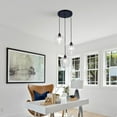 thumbnail image 3 of FINE MAKER Glass Chandelier, 3 Light Black Chandelier with Clear Glass Shade, Adjustable Height Modern Dining Room Chandelier Light Fixture, 3 of 10