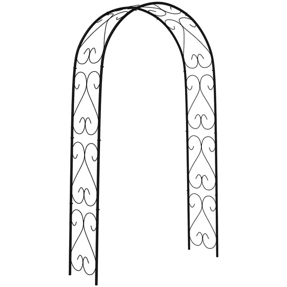 Outsunny Steel Garden Arch Trellis, 7.5FT Garden Arbor for Climbing Plants