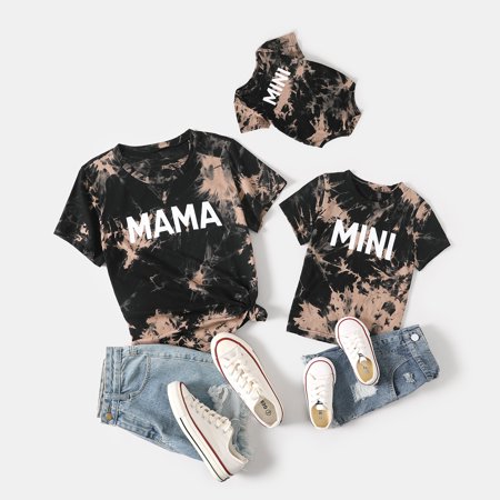

PatPat Father s Day Mother s Day Easter 100% Cotton Short-sleeve Tie Dye Letter Print T-shirts for Mom and Me