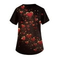 thumbnail image 4 of Dwralegc Valentine's Day Scrub Tops for Women V Neck Top Heart Pattern Short Sleeve Nurse Working Tops with 2 Pockets Workwear Vermilion 2XL, 4 of 5