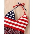 thumbnail image 6 of Toddler Girls 4th of July Outfit Little Kids Fourth of July Clothes 1Y 2Y 3Y 4Y 5Y 6Y American Flag Halter Top Denim Shorts Set, 6 of 9