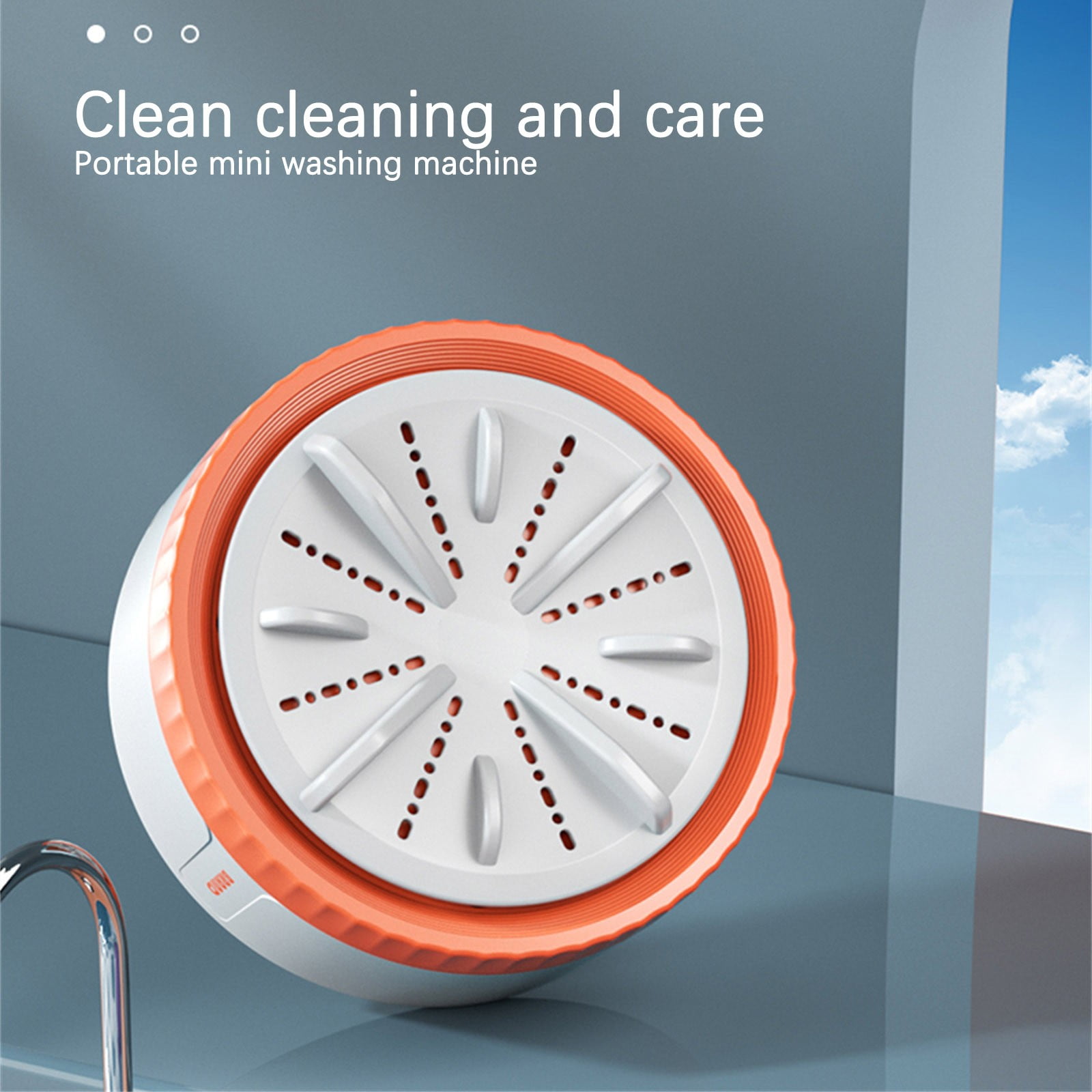 Portable Washing Machine, 4.7x2.7inch Mini Ultrasonic Washing Machine, USB Powered & Customizable Timer, Suitable for Business Trip, Home, Apartment, College Rooms(Orange)