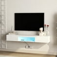 thumbnail image 5 of 16 Color Led Floating Tv Stand, Holds 55 60 65 Inch Tvs, White With Sufficient Space Entertainment Center , 63" For 65" Tv, White, Ample Storage Area, 5 of 6