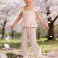 thumbnail image 2 of Bovxnpu Girls Summer Clothing Sets Striped Sleeveless V-neck Kids Breathable Casual Top and Pants Outfit Set, 2 of 8