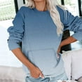 thumbnail image 2 of ShomPort Women Crewneck Gradient Color Sweatshirt Casual Fall Long Sleeve Shirt with Pocket, 2 of 6