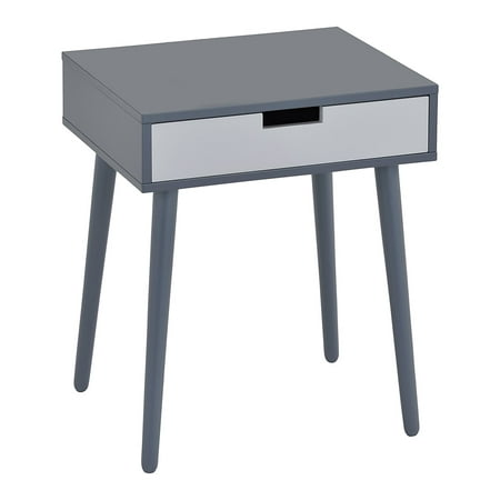 Occasional Storage - Maddy Gray & White Wood Transitional Occasional Side End Table or Nightstand Bedside Table With 1 Storage Drawer