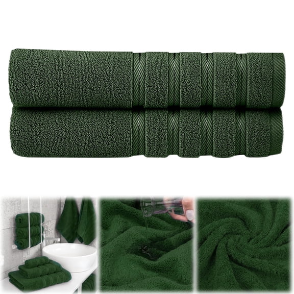 2026 34x34cm Dark Green Cotton Washcloth – Ultra Absorbent & Soft Hand Towel for Bathroom, Gym & Travel (Cotton)