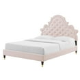 thumbnail image 1 of Tufted Platform Bed Frame, Queen Size, Velvet, Pink, Modern Contemporary Urban Design, Bedroom Master Guest Suite, 1 of 10