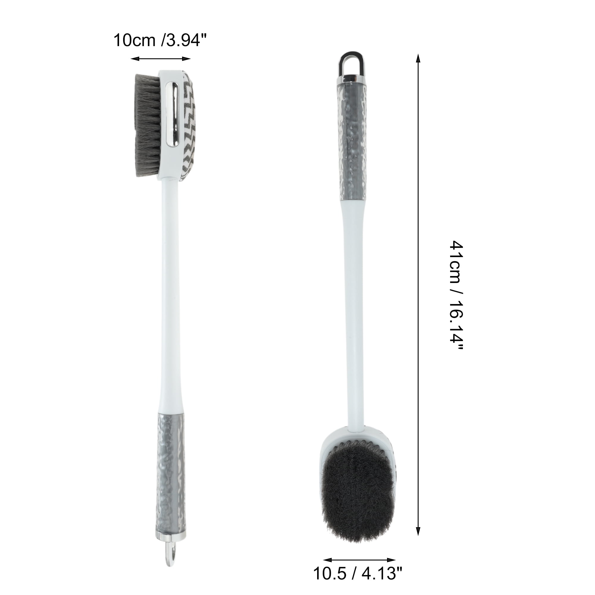 Unique Bargains Wave Handle Bath Brush Body Scrubber 1 Pc Gray Black