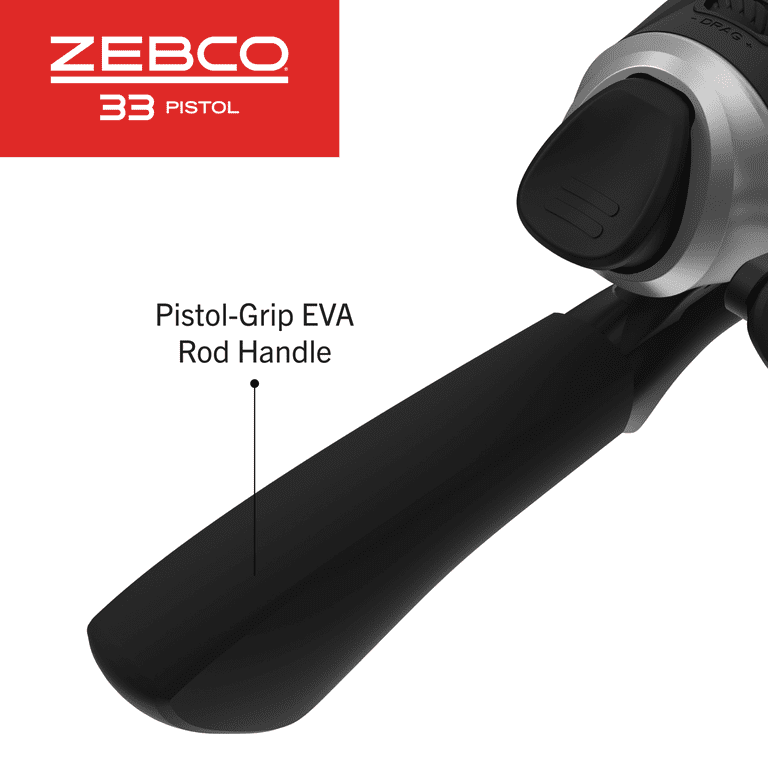 Zebco 33 Pistol Spincast Reel and Fishing Rod Combo, 5-Foot 6-Inch 2-Piece  Fiberglass Rod with EVA Handle, QuickSet Anti-Reverse Fishing Reel with  Bite Alert, Silver 
