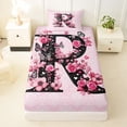 thumbnail image 3 of Erosebridal Pink Groovy R Letter Twin Sheet Sets, Cartoon Flower Butterfly Bedding, 3-Piece, 3 of 5