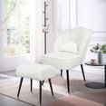 thumbnail image 5 of Hofitlead Cream White Velvet Accent Chair with Ottoman,Dinning Upholstered Chair for Living Room,Vanity Chair With Footstool, 5 of 8