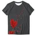 thumbnail image 3 of Tao Tao Women Printed T Shirts Short Sleeve Pullover Round Neck Lightweight T-Shirt Elastic Regular Fit Tops Valentine’s Day Heart Printed Tops Gray 2XL, 3 of 3