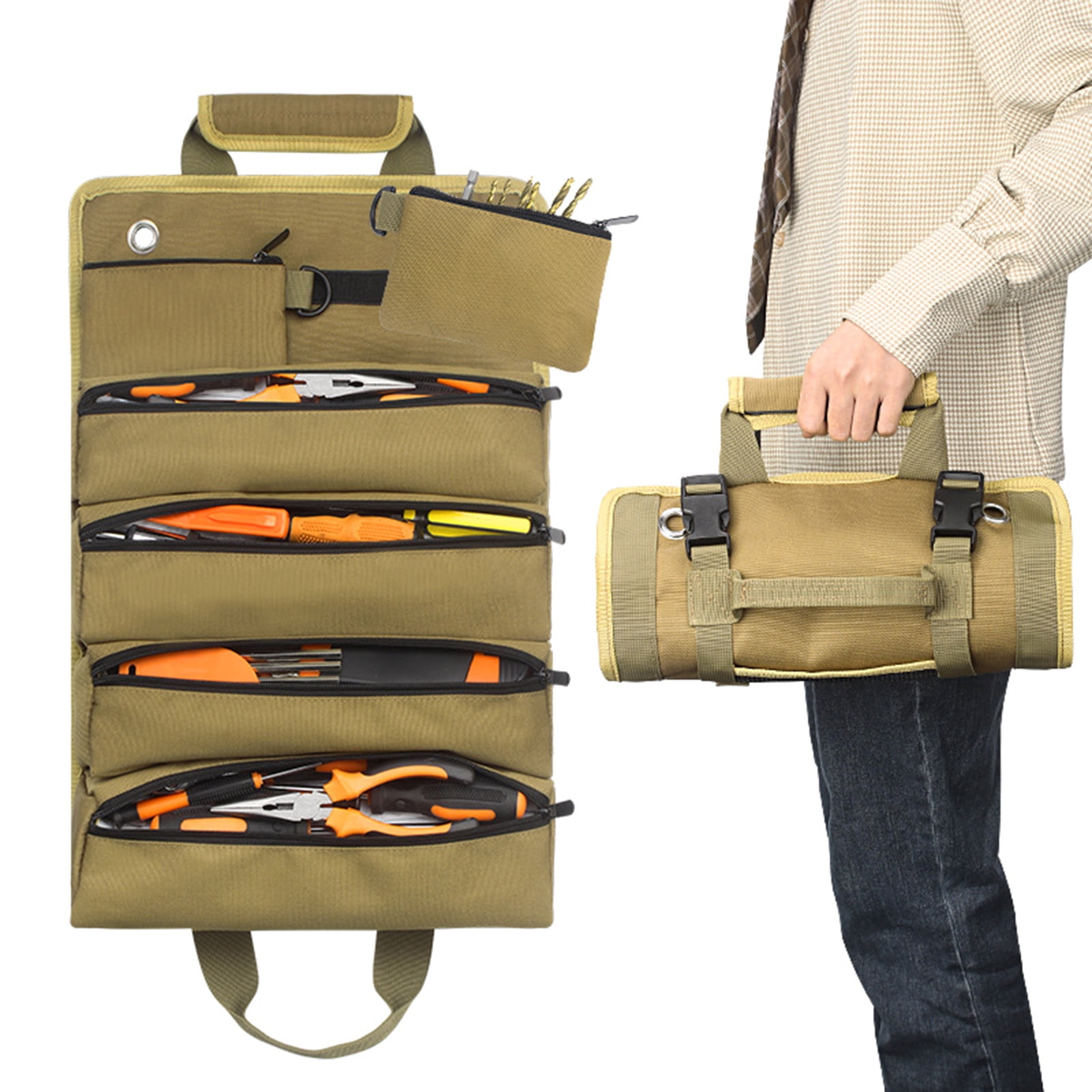 Heavy Duty Oxford Tool Bag Portable Detachable Hardware Carry Bag Tool Bag Zipper Tool Storage Pockets