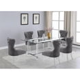 thumbnail image 2 of 7pc. 68" x 40" Glass Dining Set with 6 Chairs and Silver Stainless Steel, 2 of 4