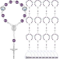 Dalrosia Mini Rosary with Organza Bags Faux Pearls Baptism Rosary Baptism Favors for Guests Catholic Finger Rosary for Christening Weddings Party Favors First Communion Gift