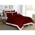 thumbnail image 2 of 3 Piece Pinch Ruffle Duvet Cover Set, Extra Soft, Luxury,100% Egyptian Cotton, Zipper Closure and Quilts Cover Set, Cool and Breatheable Bedding Sets Burgundy and White Solid,King Size., 2 of 4