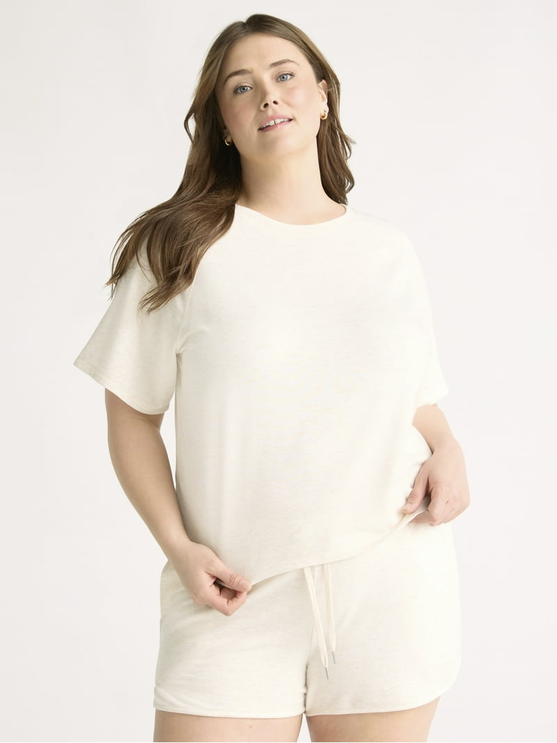 ファッション雑貨・小物その他 French Terry Short Sleeve Pajama Set Joyspun Women's French Terry Short Sleeve Top and Shorts