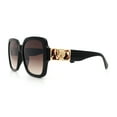 thumbnail image 6 of Luxury 90s Bold Jaguar Emblem Rectangle Butterfly Thick Plastic Fashion Sunglasses Black Gold - Brown, 6 of 8