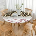 thumbnail image 3 of Leopard Print and Baseballs Pattern Round Fitted Tablecloth with Elastic Edge,Dining Table Cover Waterproof,Outdoor Round Tablecloth for Camping,Dining,Indoor and Outdoor, 3 of 7
