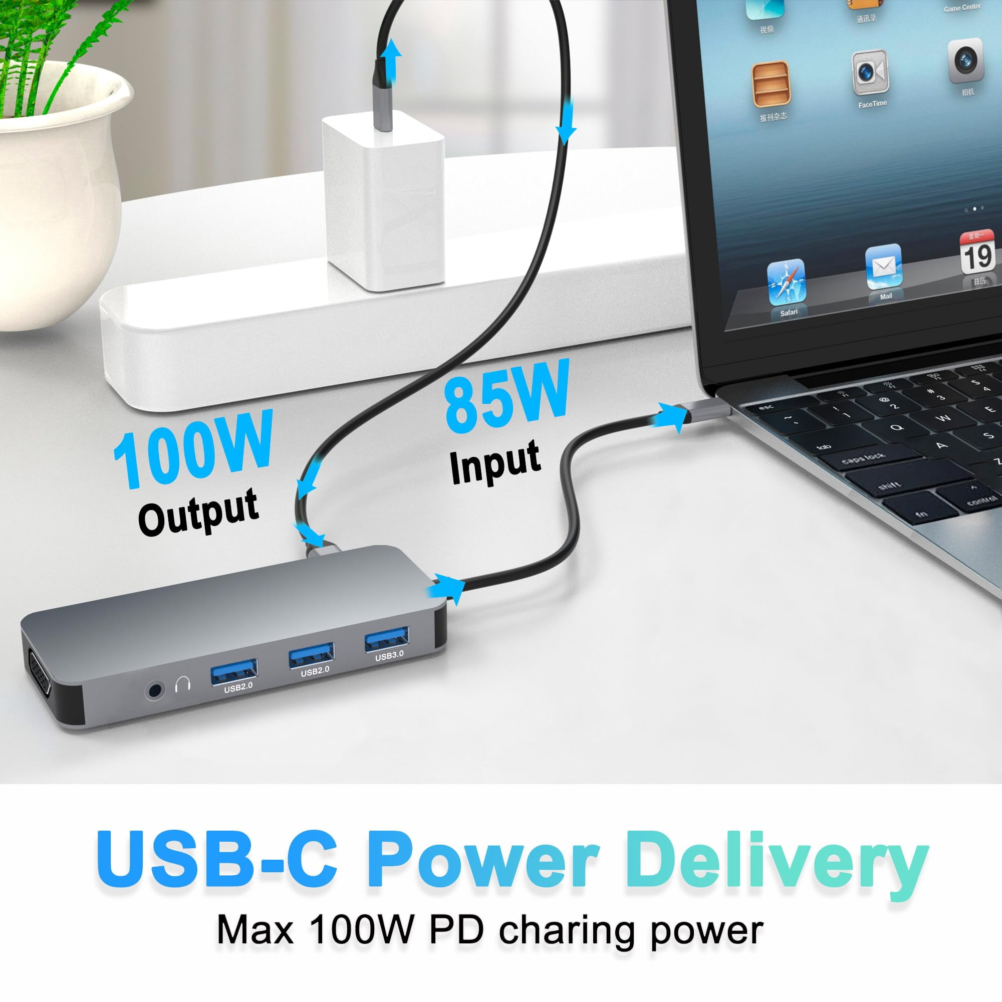 Docking Station Dual Monitor, USB C to Dual HDMI Adapter, Computer Docking Station for Laptop, Dual Monitor Adapter, 10 in 1 USB C Hub Multiport with HDMI/VGA/PD/USB/SD/TF/3.5mm Audio