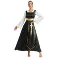 thumbnail image 1 of Kaerm Tunique de Danse pour Femmes, Robe Maxi de Danse avec Manches Longues, Noir&Blanc TTG, 1 of 7