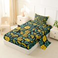 thumbnail image 2 of jejeloiu Bold Floral Twin Sheets For Girls,Colorful Print Bedding,Black Yellow Green,3-Piece,1 Fitted Sheet and 1 Pillowcase, 2 of 6