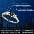 thumbnail image 2 of Gem Stone King 18K Yellow Gold Plated Silver Green Mystic Topaz and White Moissanite Engagement Ring for Women | 1.01 Cttw | Round 5MM | Gemstone November Birthstone | Size 7, 2 of 7