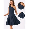 thumbnail image 2 of DARING DIVA Halloween Costume Bow One Shoulder with Pockets Swing Dress L Dark Blue, 2 of 6