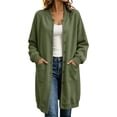 thumbnail image 4 of WIZUTIZ Women's Solid Color Button Front Jacket Mid-Length Long Sleeve Pockets Loose Fit Casual Winter Warm Coat Outerwear, 4 of 7