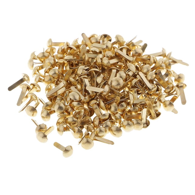200Pcs Metal Brads Round Paper Embellishment for DIY Card Making Xmas Decors Gold