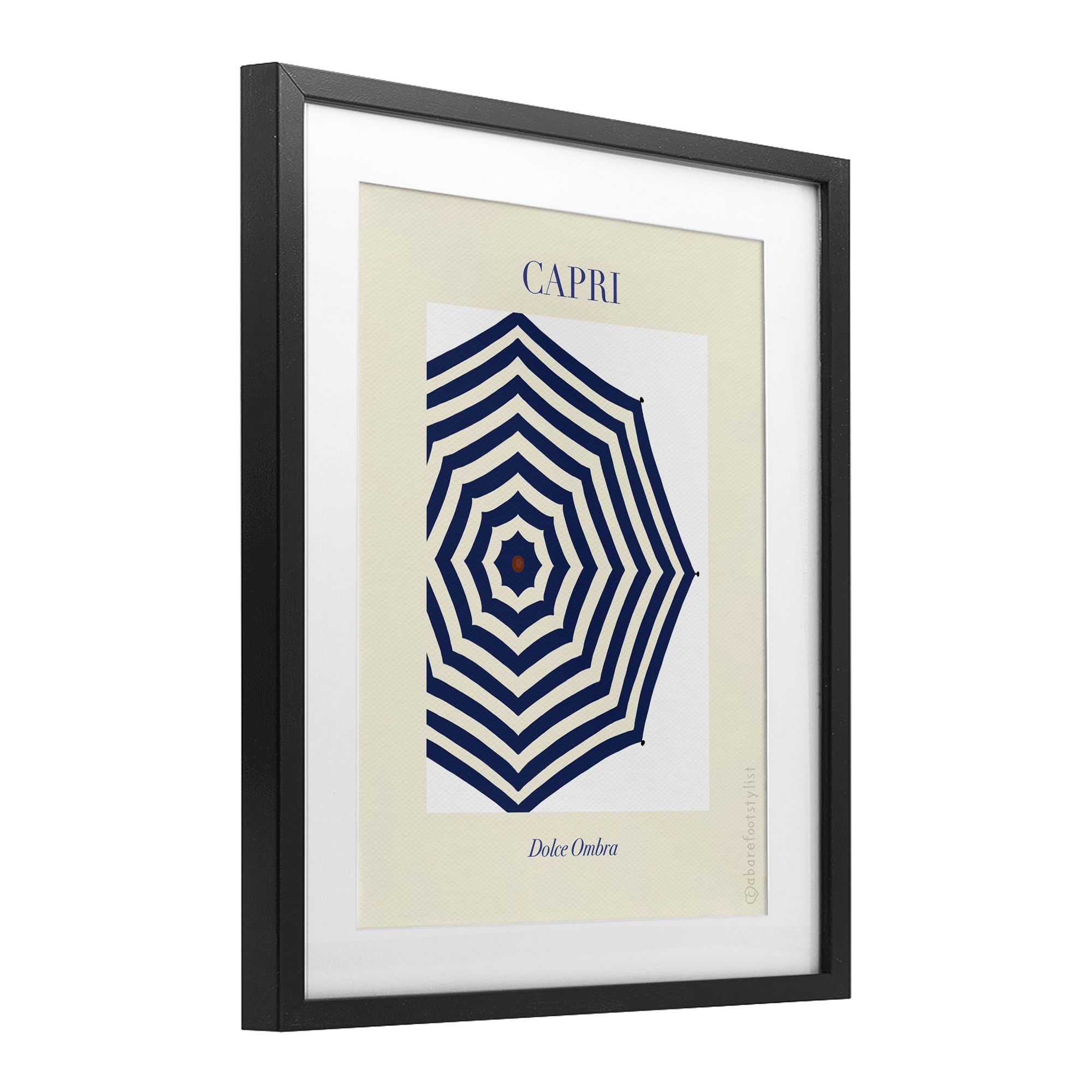 Stupell Industries Capri Striped Umbrella Black Framed Print Under Glass, design by A Barefoot Stylist