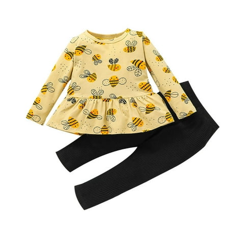 

Kids Toddler Child Baby Girls Long Sleeve Cute Cartoon Print Blouse Top Princess Dress Solid Ribbed Pant Trousers Outfit Set Clothes 2PCS Baby Blanket with Snaps