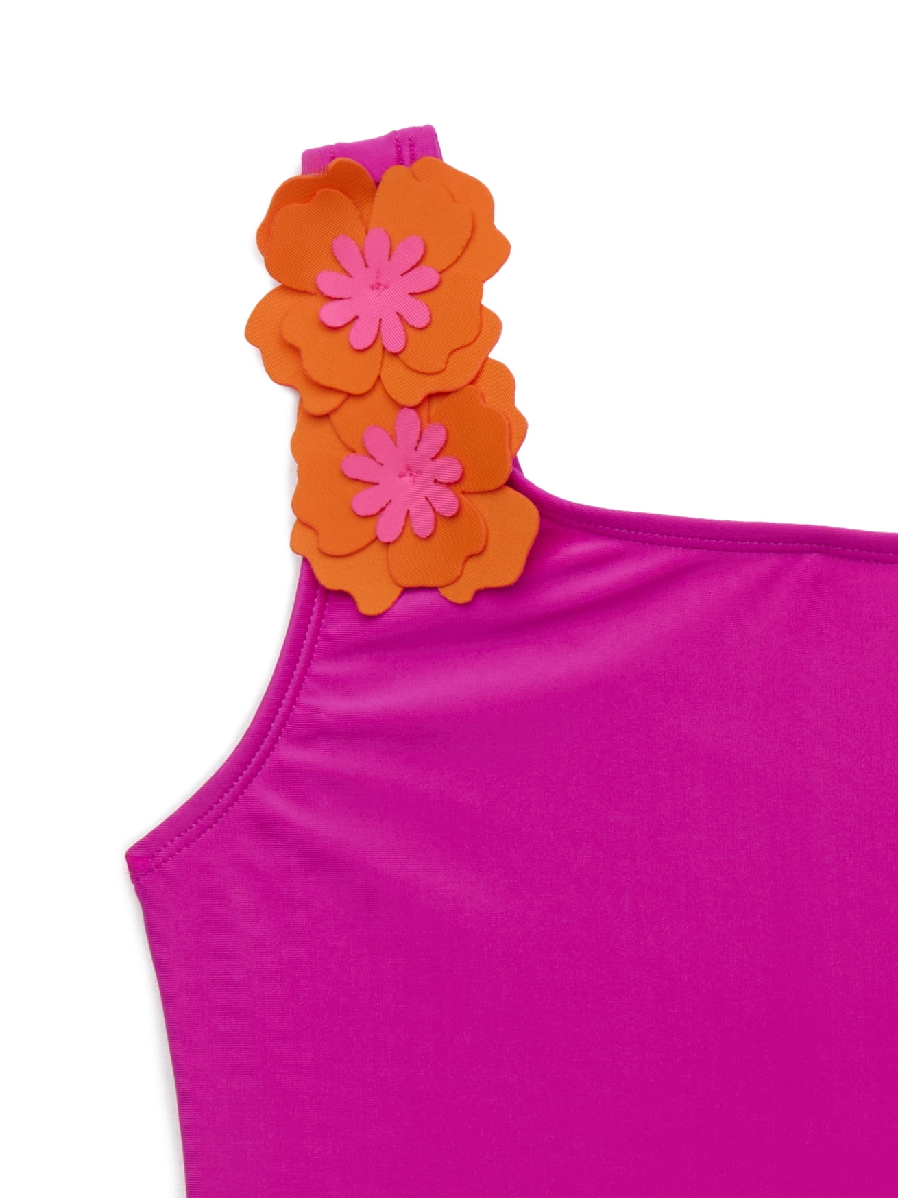 Wonder Nation Girls Floral Applique One-Piece Swimsuit with UPF 50, Sizes 4-16