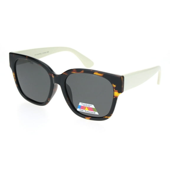 Womens Polarized Lens Designer Horn Rim Diva Sunglasses Tortoise White Black