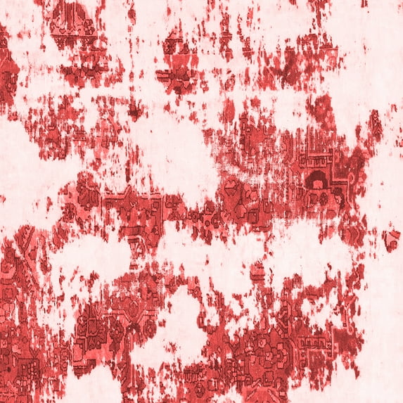 Ahgly Company Machine Washable Indoor Square Abstract Red Modern Area Rugs, 4' Square
